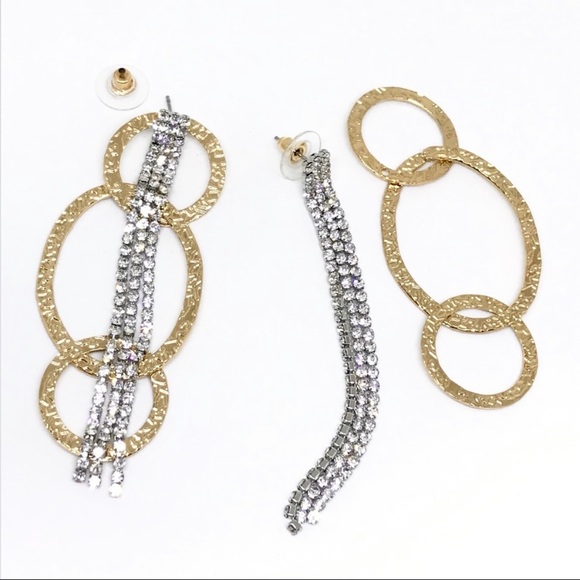 Anthropologie Gold Plated Crystal Chandelier Long Convertible Drop Earrings - Picture 8 of 11